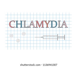 chlamydia word on checkered paper sheet- vector illustration