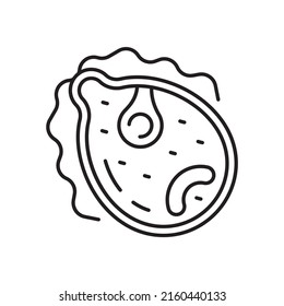 Chlamydomonas, microorganism icon in line, outline style. Viral infection, amoeba, infusoria simple sign for app, web. Colony of bacteria, microbe.