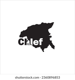 Chlef map and black letter design on white background