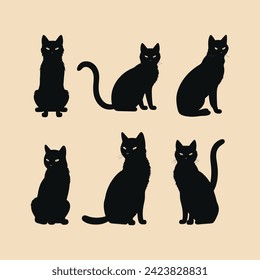Chloe cat set silhouette Clipart