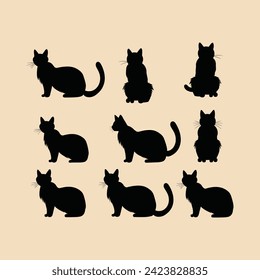 Chloe cat set silhouette Clipart