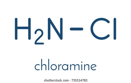 Chloramine (monochloramine) disinfectant molecule. Readily decomposes, resulting in hypochlorous acid formation. Skeletal formula.