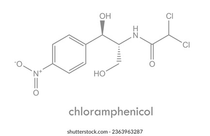 Chloramphenicol-Struktur. Zur Behandlung bakterieller Infektionen verwendete Antibiotika.