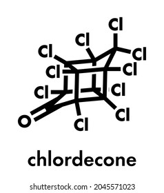 Chlordecone or kepone pesticide molecule. Skeletal formula.