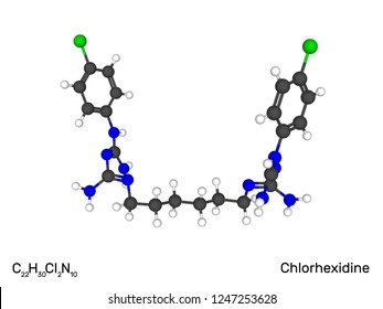 Chlorhexidine antiseptic model molecule. Isolated on white background. 3d Vector illustration.