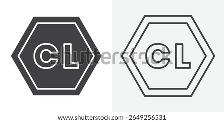 Chlorine bleach icon Line graphics illustration