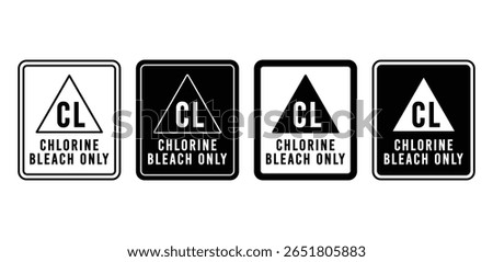 Chlorine Bleach Only Icons Black and White Color Vector Design Illustration Set