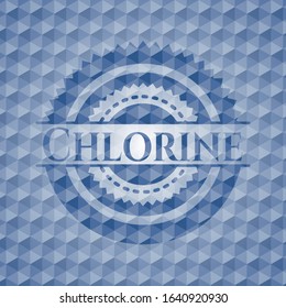 Chlorine blue badge with geometric pattern. Vector Illustration. Detailed.