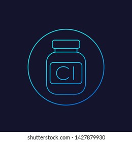 Chlorine bottle vector line icon