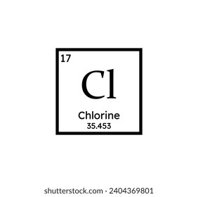 Chlorine chemical symbol icon. Periodic table. Vector illustration.