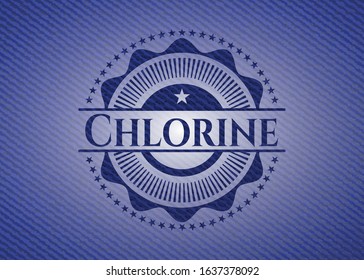 Chlorine emblem with jean background. Vector Illustration. Detailed.