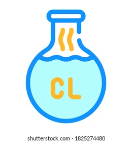 Chlorine Flask Color Icon Vector. Chlorine Flask Sign. Isolated Symbol Illustration