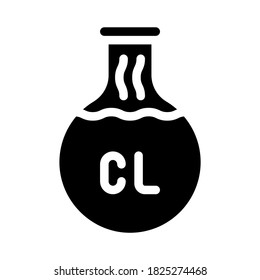 Chlorine Flask Glyph Icon Vector. Chlorine Flask Sign. Isolated Contour Symbol Black Illustration