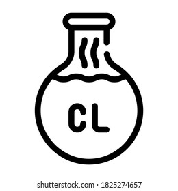 Chlorine Flask Line Icon Vector. Chlorine Flask Sign. Isolated Contour Symbol Black Illustration