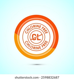 Chlorine free icon design illustration, Chlorine free label, badge, sign, symbol, Orange color button design