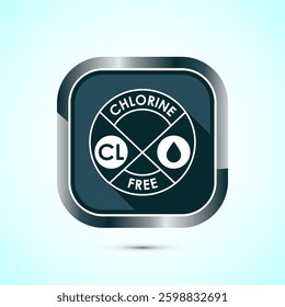 Chlorine free icon design illustration, Chlorine free label, badge, sign, symbol, Gray color shadow button design