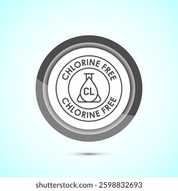 Chlorine free icon design illustration, Chlorine free label, badge, sign, symbol, Gray color button design