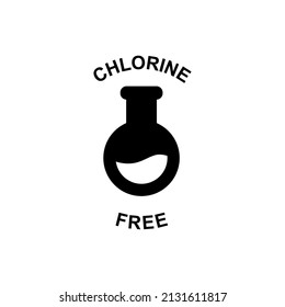 Chlorine free label icon  in black flat glyph, filled style isolated on white background