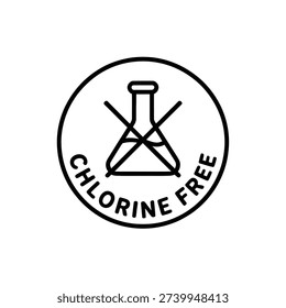 Chlorine free round icon with flask crossed out.