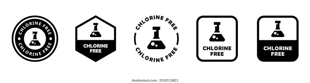 Chlorine Free - vector signs for chemistry products labels.