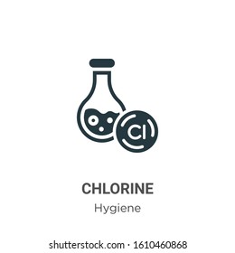 Chlorine glyph icon vector on white background. Flat vector chlorine icon symbol sign from modern hygiene collection for mobile concept and web apps design.