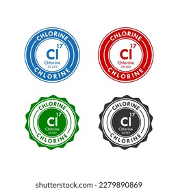chlorine icon set. vector illustration in 4 colors options for web design