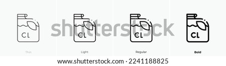 chlorine icon. Thin, Light Regular And Bold style design isolated on white background