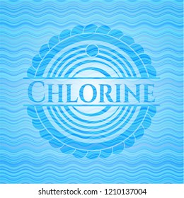 Chlorine light blue water wave style emblem.