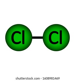 Chlorine molecule icon on white background. Vector illustration.