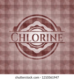 Chlorine red badge with geometric pattern. Seamless.