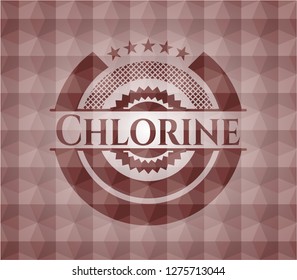 Chlorine red badge with geometric pattern. Seamless.