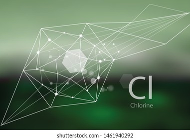 Chlorine. A series of trace elements. Modern style, abstract background with polygonal elements. Science, research, medicine, technogenic direction.