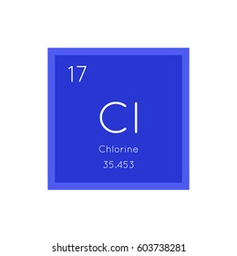 Chlorine simple style tile icon. Chemical element of periodic table. Vector illustration EPS8