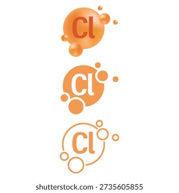 Chlorine Symbol Icon Set Vector Design.