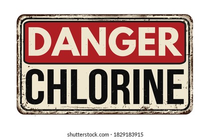 Chlorine vintage rusty metal sign on a white background, vector illustration