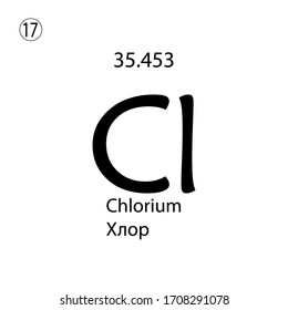 Chlorium chemical element. The inscription in Russian and English is Chlorium. vector illustrator