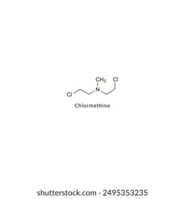 Chlormethin-Flach-Skelett-Molekularstruktur Antineoplastisches Arzneimittel zur Krebsbehandlung. Wissenschaftliches Diagramm Vektorillustration.