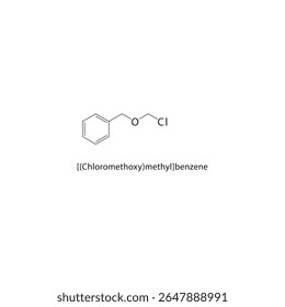 Estrutura esquelética de [(clorometoxi)metil]-benzeno Ilustração esquemática do composto de éter aromático. Diagrama simples, fórmula química.

