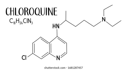 CHLOROQUINE Chemieformel und Vektorillustration der Struktur
