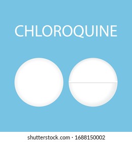 Chloroquine is a medication used to prevent and to treat malaria.Its also being tested as a drug to fight the corona virus pandemic. vector illustration.