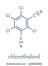 Chlorothalonil pesticide molecule. Skeletal formula.