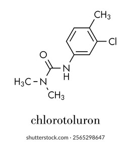 Chlorotoluron herbicide molecule. Skeletal formula.