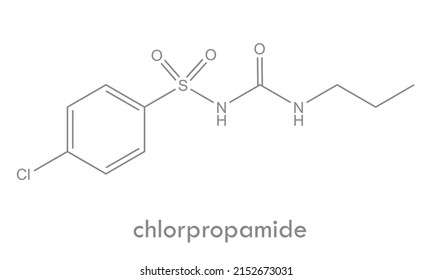 Chlorpropamide structure. Molecule of a drug used in diabetes treatment.