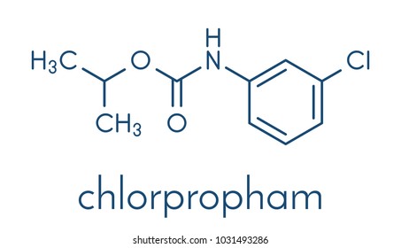 Chlorpropham herbicide molecule. Skeletal formula.