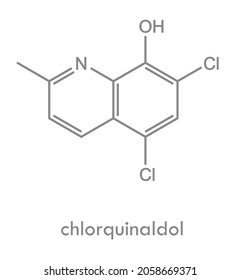 Chlorquinaldol Structure. An Antimicrobial Agent And Antiseptic. Skeletal Formula.