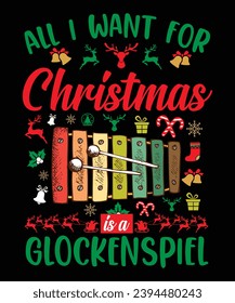 Chmistmas glockenspiel, T shirt Design Idea, t-shirt design for cool guy, Vector graphic, typography.

