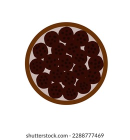 Chip-Cookie auf Teller auswählen. Biskuit von Schokolade auf weißem Hintergrund. Es ist immer bereit in idhul fitri. 