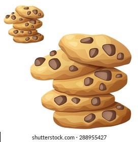 Choc chip cookies 2. Detailed vector icon isolated on white background. Series of food and drink and ingredients for cooking.