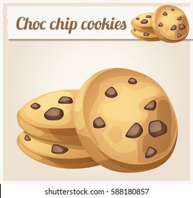 Choc chip cookies icon. Cartoon vector illustration. Series of food and drink and ingredients for cooking.