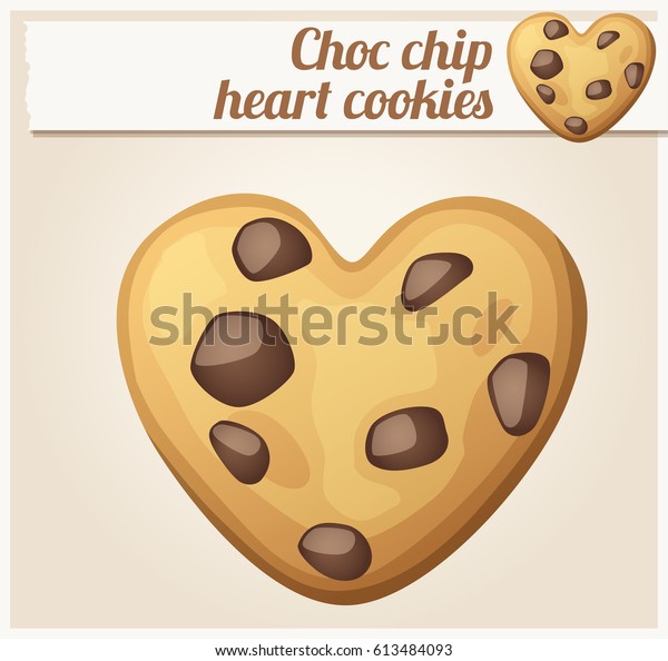 Chocチップハートクッキーのイラスト カートーンのベクター画像アイコン 料理用の食べ物や飲み物 材料のシリーズ のベクター画像素材 ロイヤリティフリー